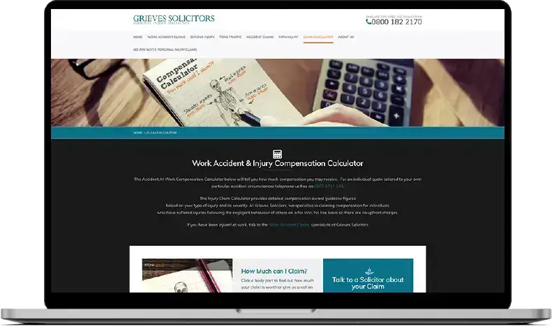 Grieves Solicitors Website Design Old Compensation Calculator Page